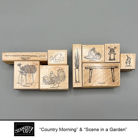 9 Stampin Up "Country Morning" & "Scene In A Garden" Stamps - Picture 1 of 6